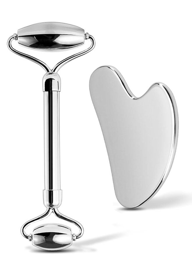 أداة تدليك الوجه من الفولاذ المقاوم للصدأ وأداة غوا شا - غوا شا معدنية، أدوات غوا شا للوجه من الفولاذ المقاوم للصدأ، علاج الوجه والجسم، تقليل الانتفاخ، تصريف اللمف، شد الوجه - Image 1